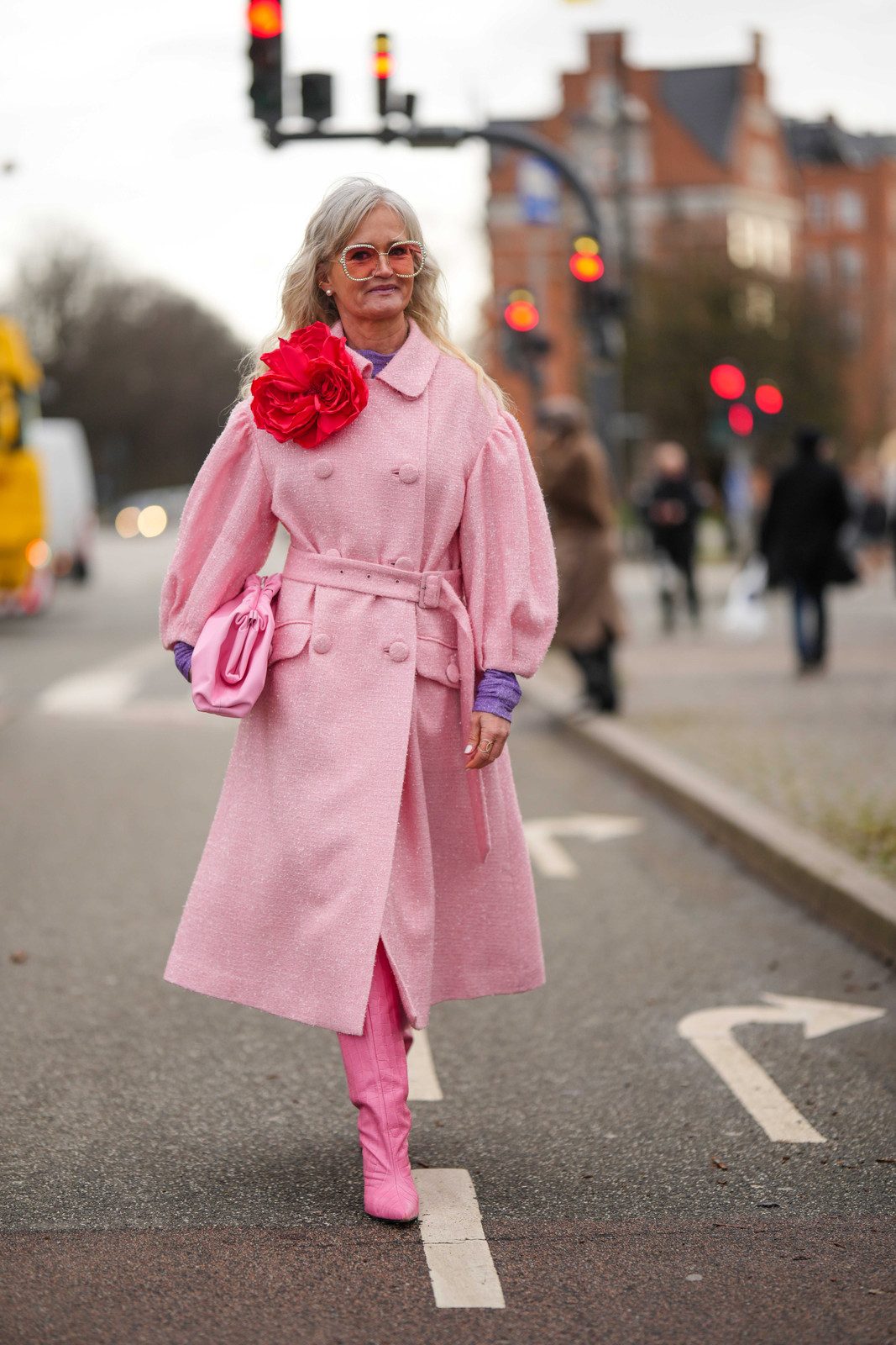 Vibrant Tweed Coat with Knee-High Boots Vibrant Tweed Coat with Knee-High Boots — Winter Outfits 2027 for Women Over 70