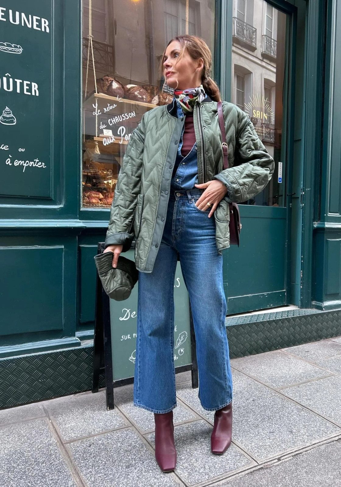 Quilted Bomber Jacket with Denim Layers Quilted Bomber Jacket with Denim Layers — Winter Outfits 2027 for Women Over 70