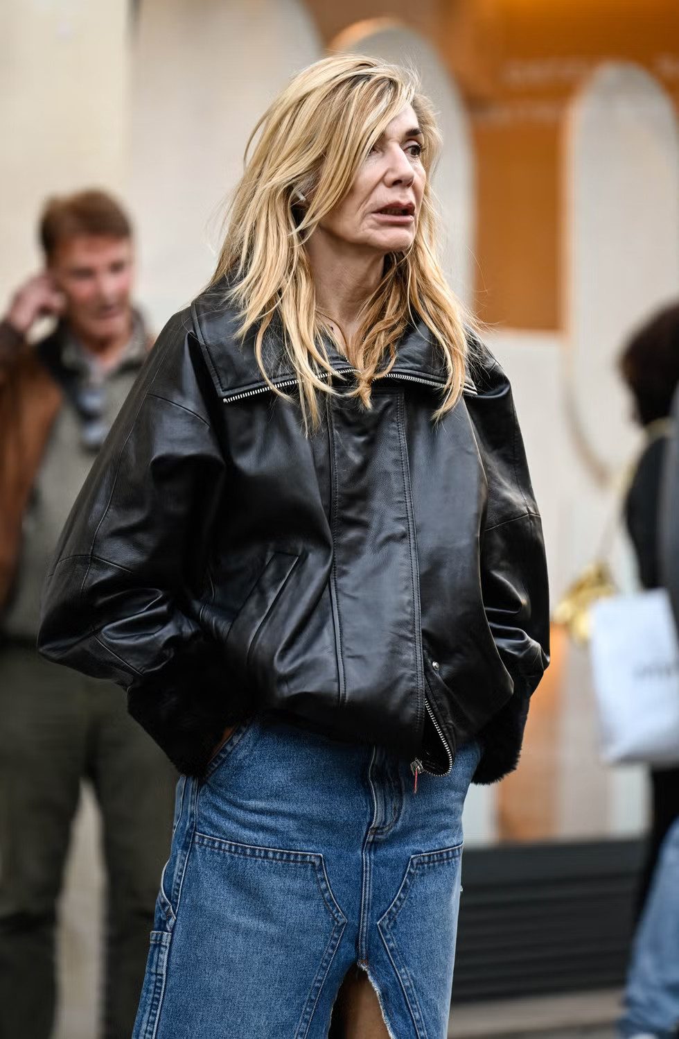 Oversized Leather Bomber with Fur-Lined Collar Oversized Leather Bomber with Fur-Lined Collar — Winter Outfits 2027 for Women Over 70
