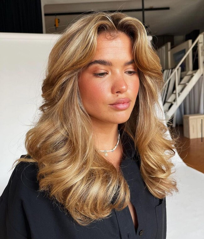 Honey Blonde Layered Blowout Honey Blonde Layered Blowout — Roller Set Hairstyles 2027