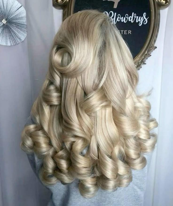 Platinum Blonde Mid-Back Defined Curls Platinum Blonde Mid-Back Defined Curls — Roller Set Hairstyles 2027