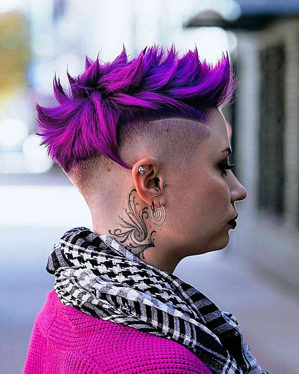 Vibrant Purple Spiked Undercut Vibrant Purple Spiked Undercut — Punk Hairstyles 2027