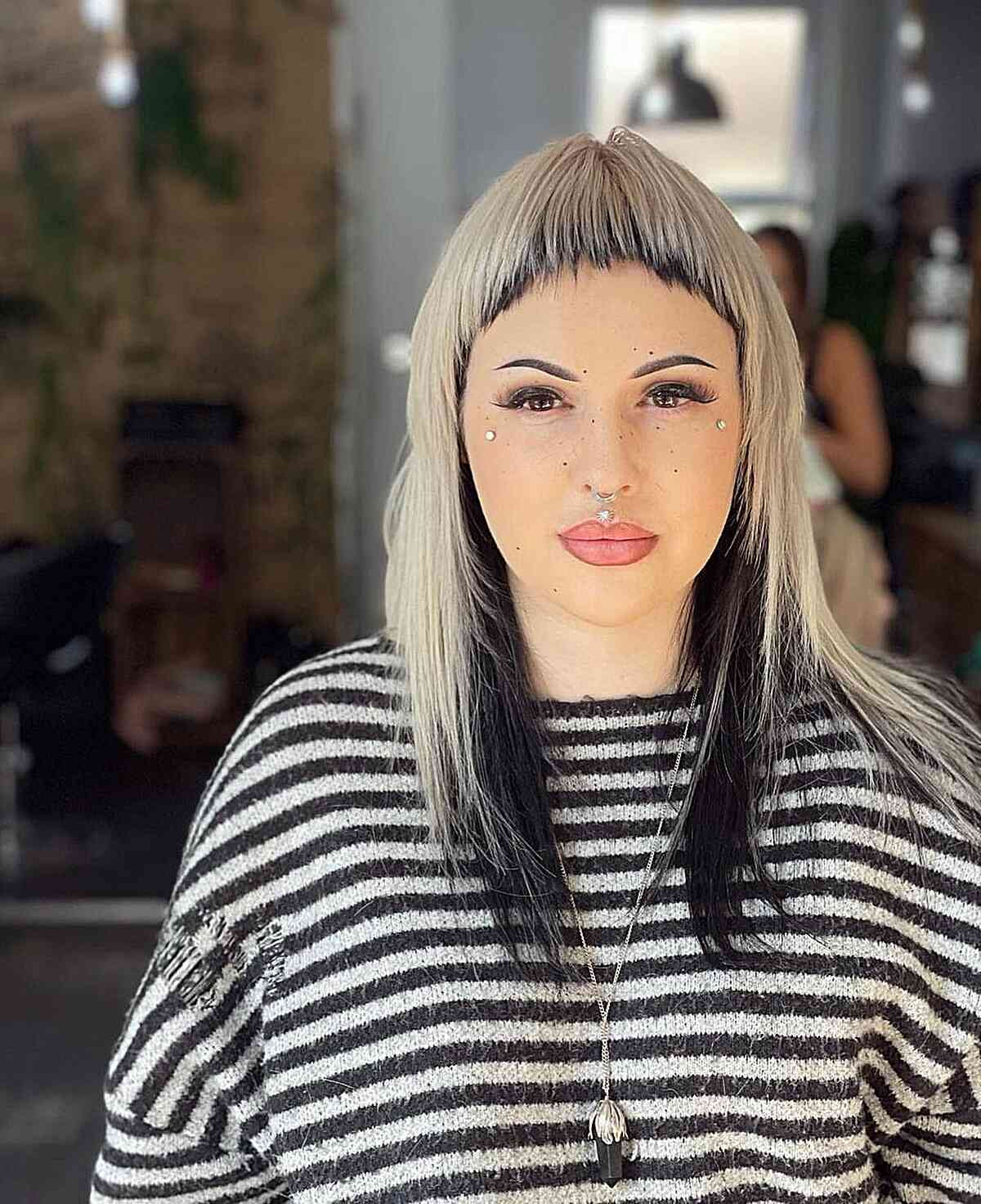 Platinum Mullet With Black Roots Platinum Mullet With Black Roots — Punk Hairstyles 2027