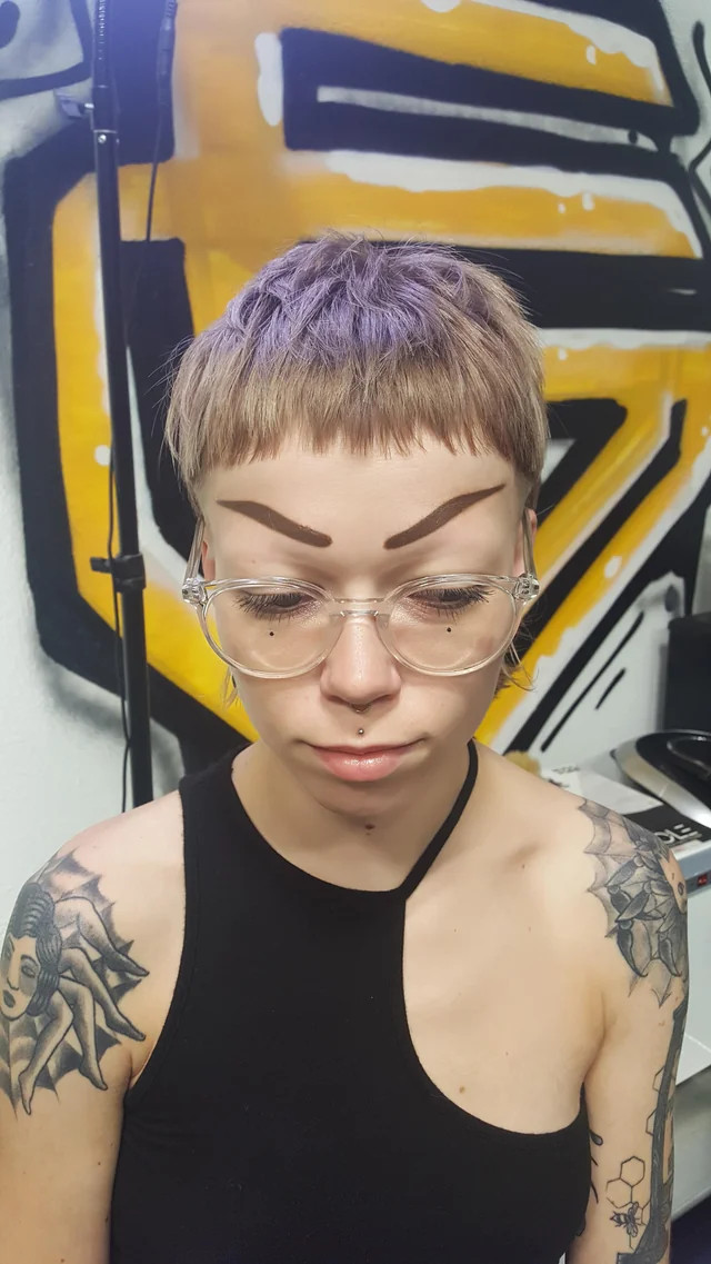 Blonde Pixie With Purple Highlights Blonde Pixie With Purple Highlights — Punk Hairstyles 2027