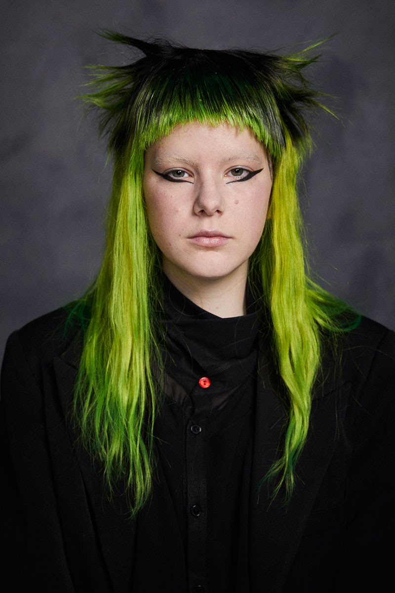Black Mullet With Neon Green Highlights Black Mullet With Neon Green Highlights — Punk Hairstyles 2027