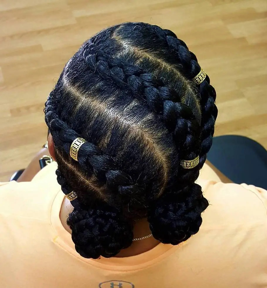 Updo With Gold Cuffs and Buns Updo With Gold Cuffs and Buns — Knotless Braids 2027 for Natural Hair
