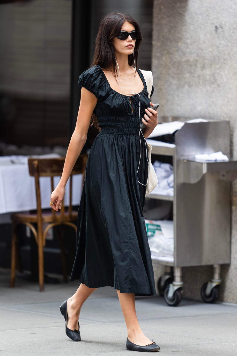 Black Puff Sleeve Midi Dress with Ballet Flats Black Puff Sleeve Midi Dress with Ballet Flats — Memorial Day Weekend Outfits 2027