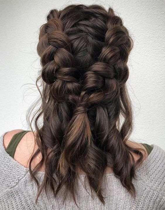 Dark Brown Crown Braid With Ponytail Dark Brown Crown Braid With Ponytail — Mermaid Braid 2027