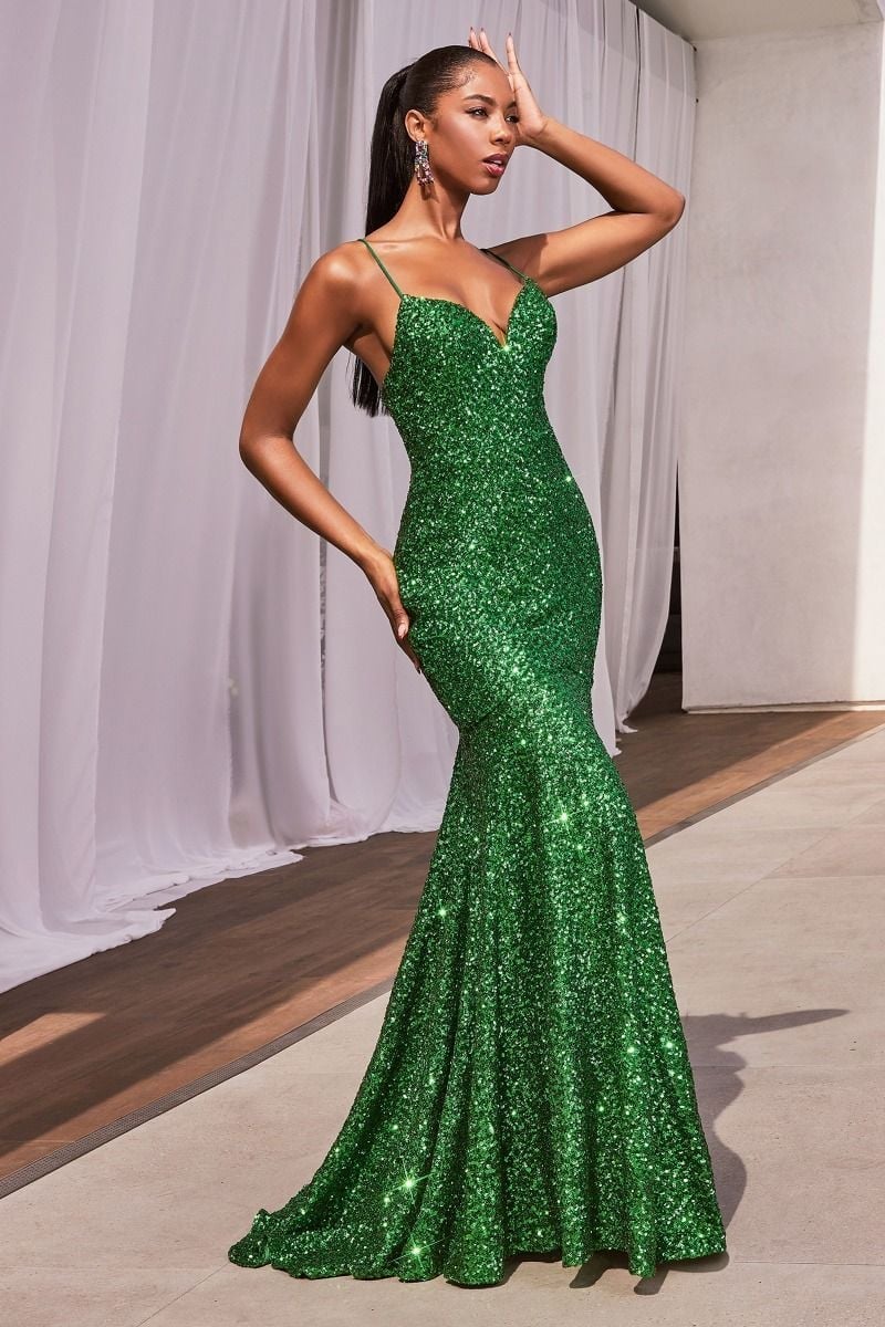 Emerald green sequined mermaid gown Emerald green sequined mermaid gown — Mermaid Quinceanera Dress 2027