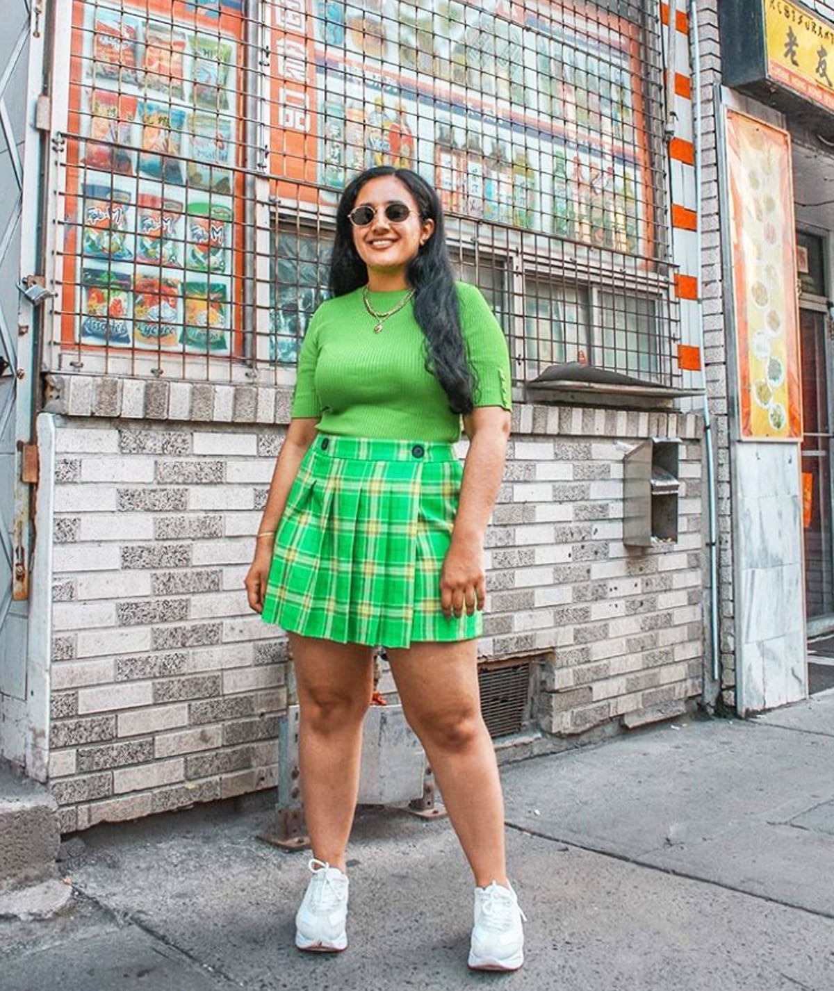 Lime Green Top Plaid Mini Skirt Casual Day Out Lime Green Top Plaid Mini Skirt Casual Day Out — Midsize Outfits 2027