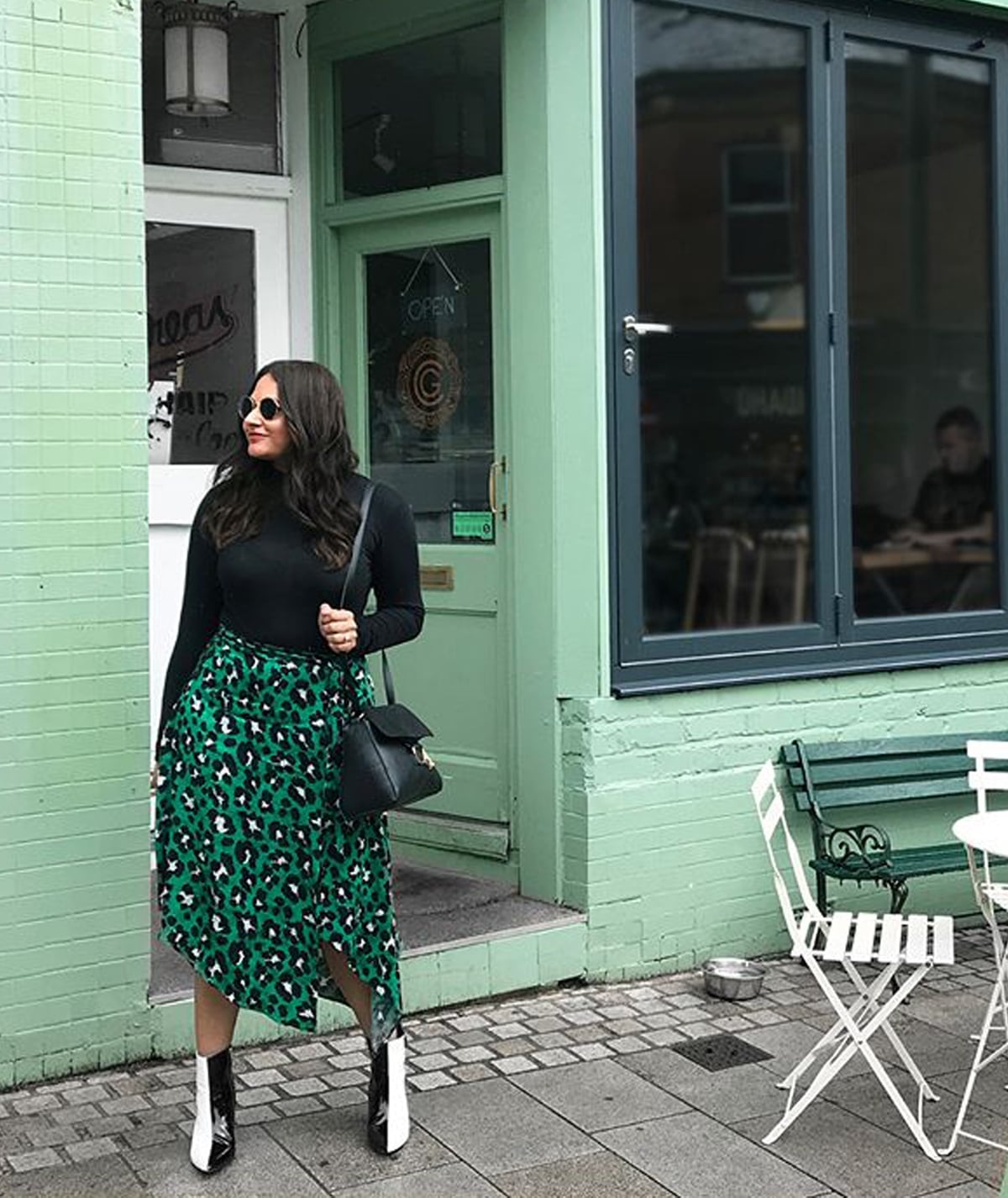 Black Turtleneck Leopard Skirt Casual Chic, Close-Up Take Black Turtleneck Leopard Skirt Casual Chic, Close-Up Take — Midsize Outfits 2027