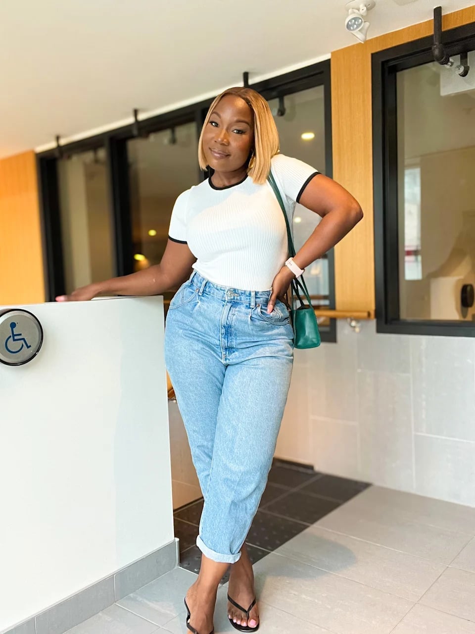 White Top Black Trim Relaxed Jeans Casual White Top Black Trim Relaxed Jeans Casual — Midsize Outfits 2027