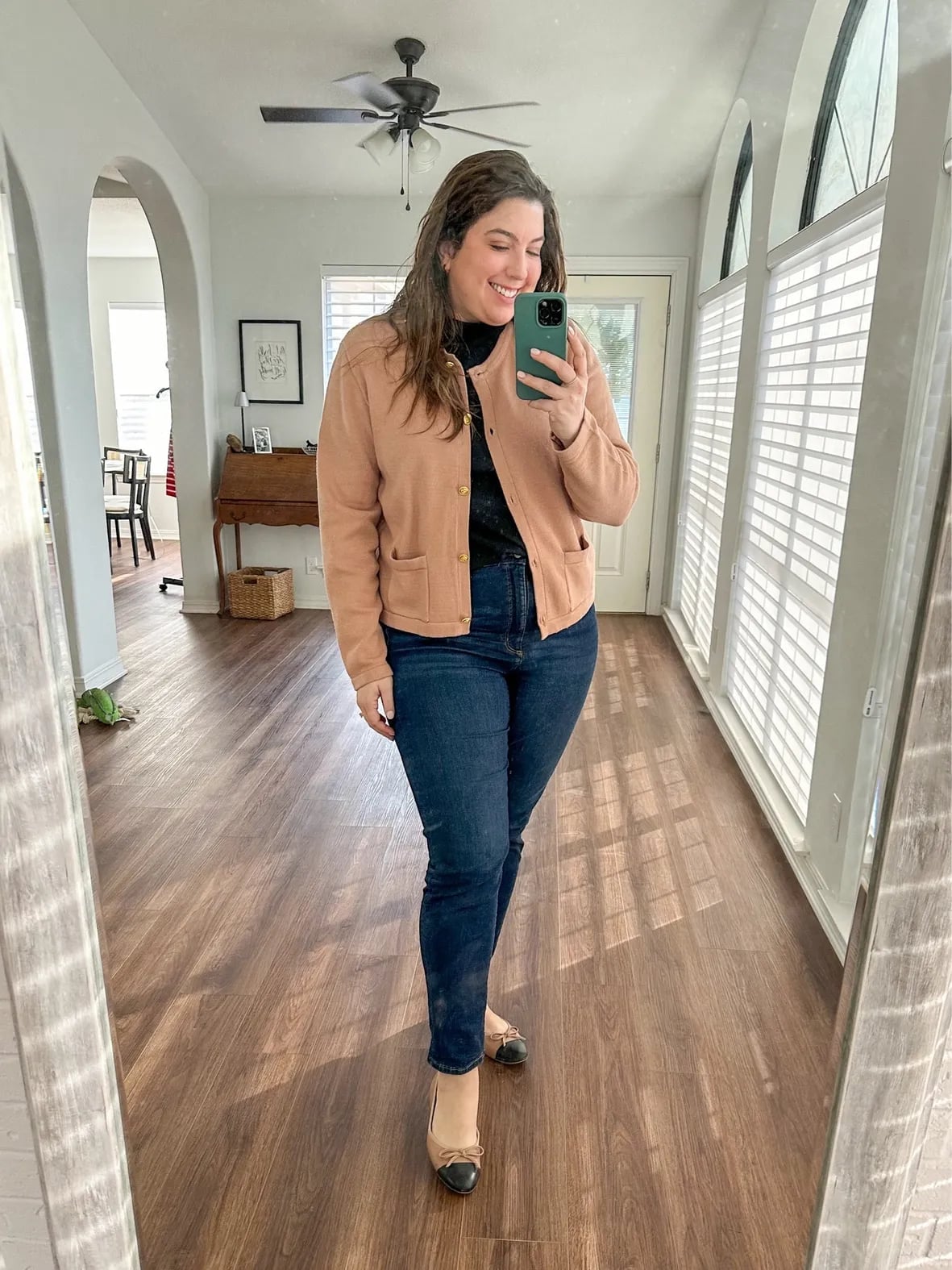 Tan Cardigan Black Turtleneck Dark Jeans Casual Tan Cardigan Black Turtleneck Dark Jeans Casual — Midsize Outfits 2027