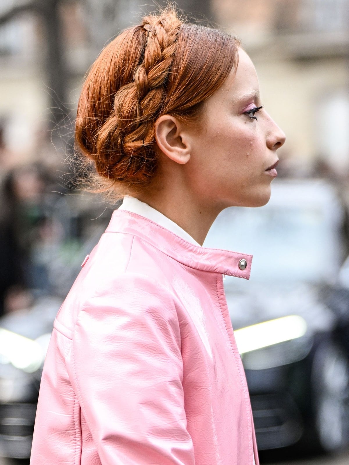 Chin Length Blonde Straight Crown Braid, Close-Up Take Chin Length Blonde Straight Crown Braid, Close-Up Take — Milkmaid Braid 2027