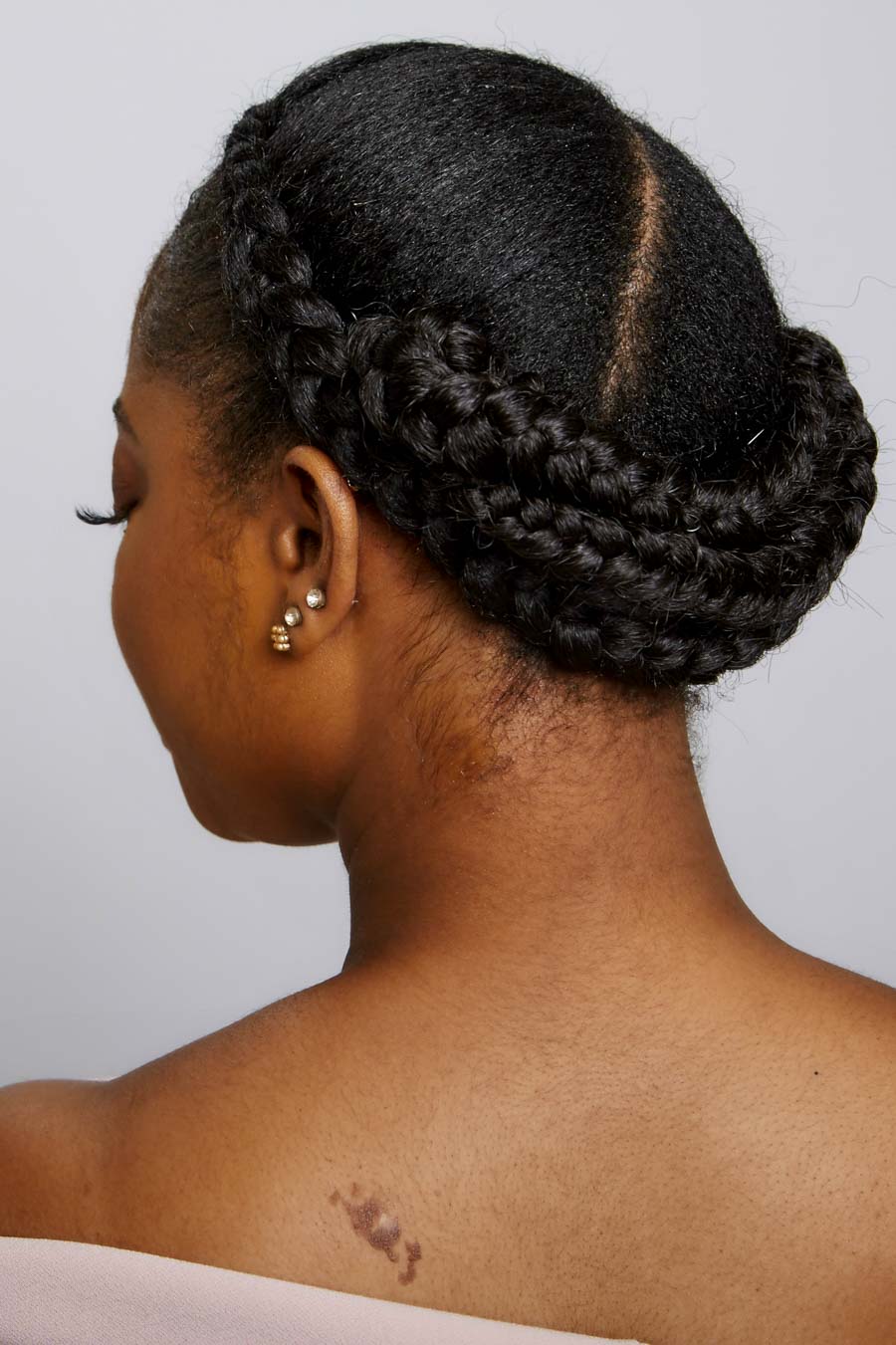 Thick Coily Black Intricate Braided Crown, Mid-Back Thick Coily Black Intricate Braided Crown, Mid-Back — Milkmaid Braid 2027