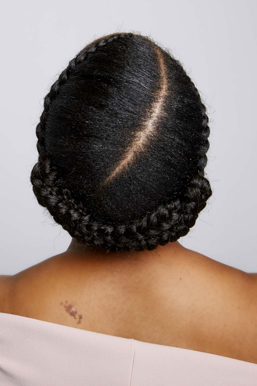 Thick Coily Black Double Braided Crown, Meeting At The Nape Thick Coily Black Double Braided Crown, Meeting At The Nape — Milkmaid Braid 2027
