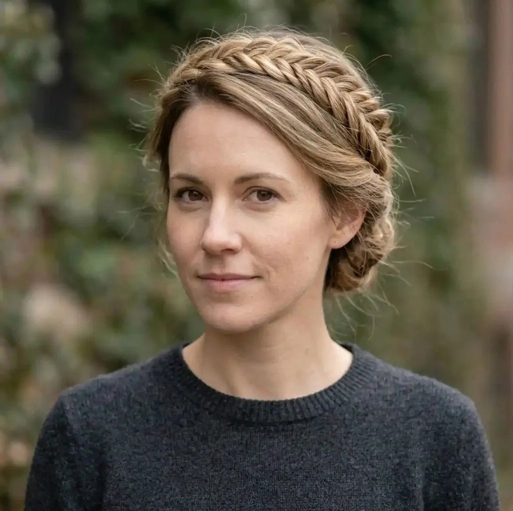 Blonde Highlights Braided Crown with Bun Blonde Highlights Braided Crown with Bun — Milkmaid Braid 2027