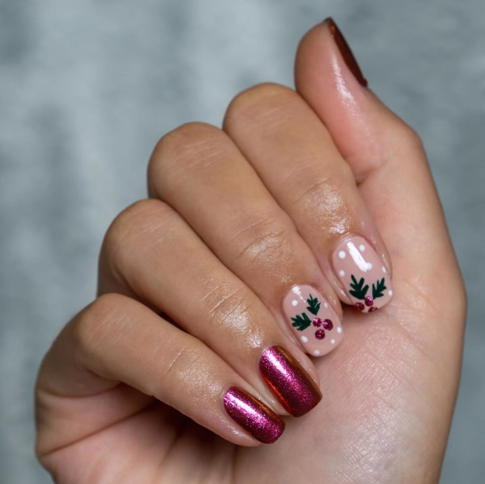 Short Square Mistletoe Metallic Pink Nails Short Square Mistletoe Metallic Pink Nails — Mistletoe Nails 2026