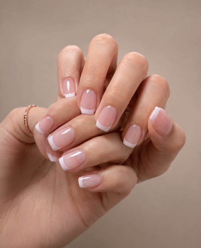 Short Squoval Nails with Classic French Tips Short Squoval Nails with Classic French Tips — Nail Shapes 2027 for Short Nail Beds