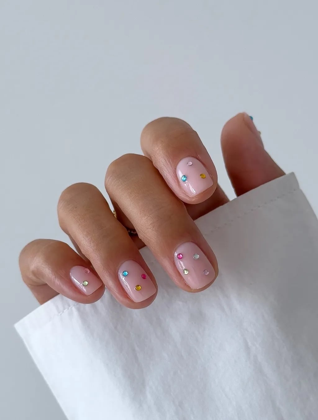Short Square Nails Colorful Rhinestone Accents Short Square Nails Colorful Rhinestone Accents — Nail Shapes 2027 for Short Nail Beds