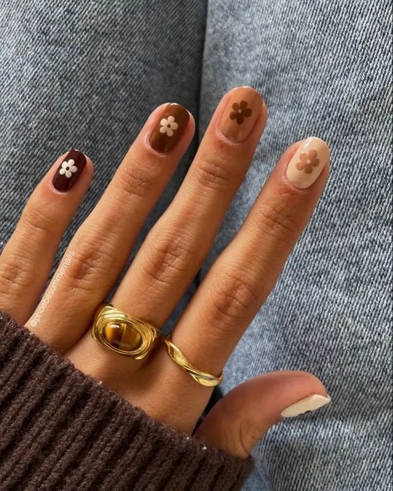 Short Almond Nails Fall Floral Motif Short Almond Nails Fall Floral Motif — Nail Shapes 2027 for Short Nail Beds