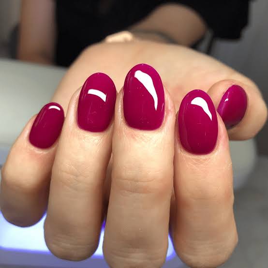 Short Oval Nails in Deep Magenta Short Oval Nails in Deep Magenta — Nail Shapes 2027 for Short Nail Beds
