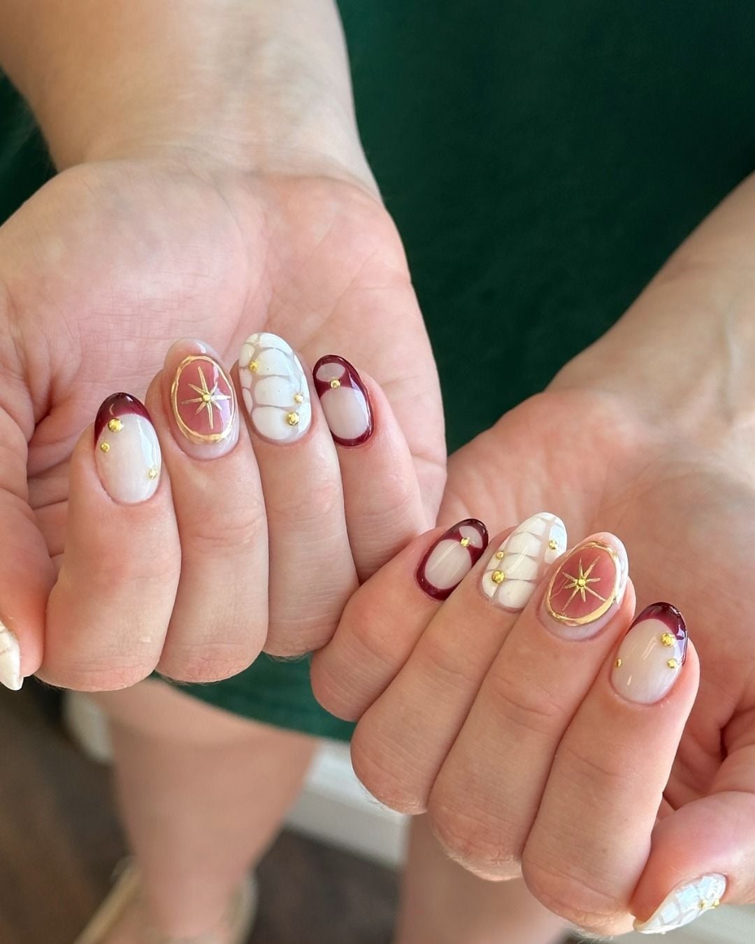 Medium Almond Mixed Media Design Medium Almond Mixed Media Design — Nails 2027 for Fat Fingers