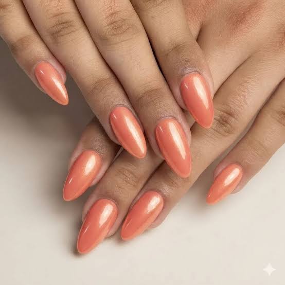 Medium Almond Vibrant Peachy Coral Medium Almond Vibrant Peachy Coral — Nails 2027 for Fat Fingers