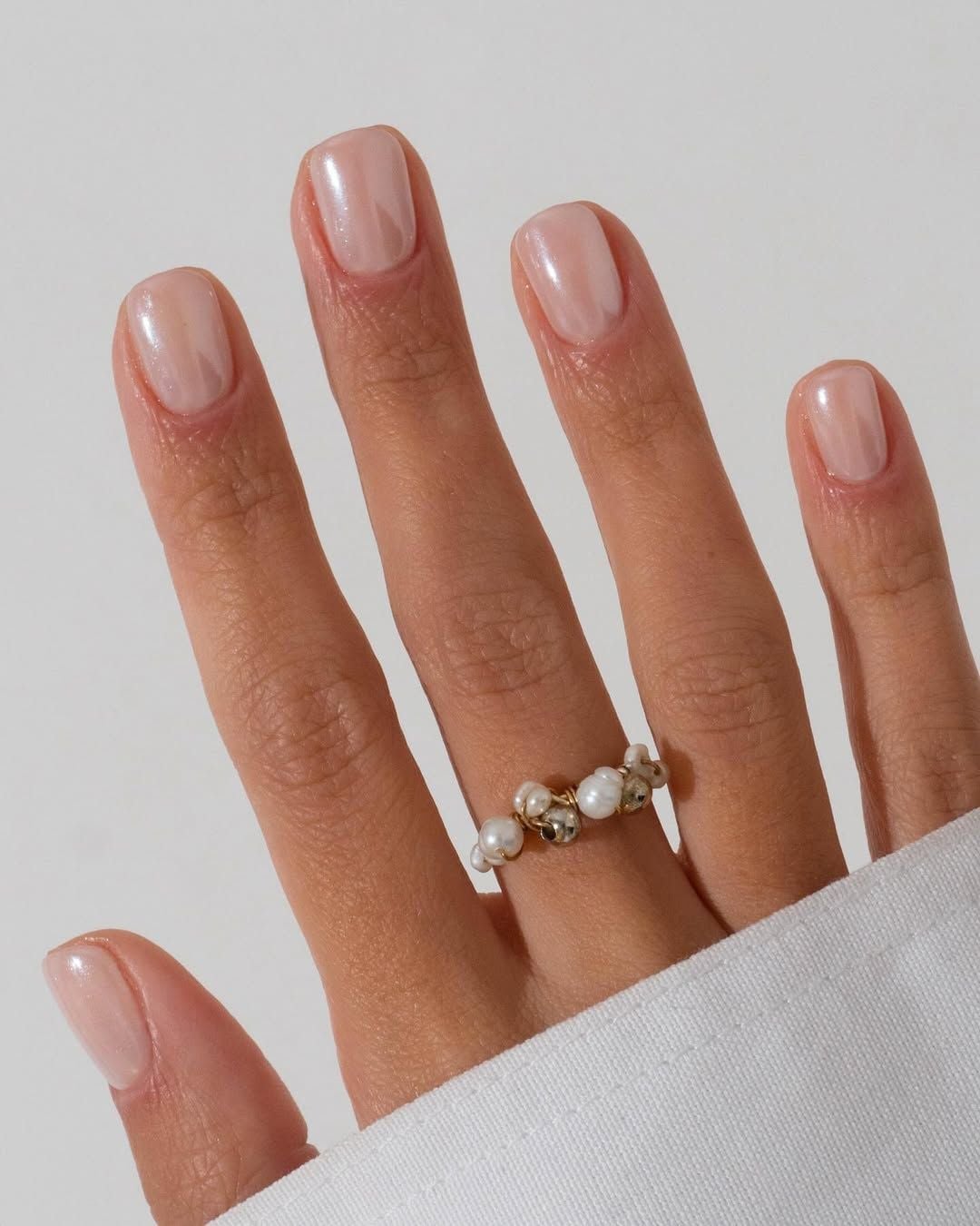 Short Square Sheer Nude Pink Glossy Short Square Sheer Nude Pink Glossy — Nails 2027 for Fat Fingers