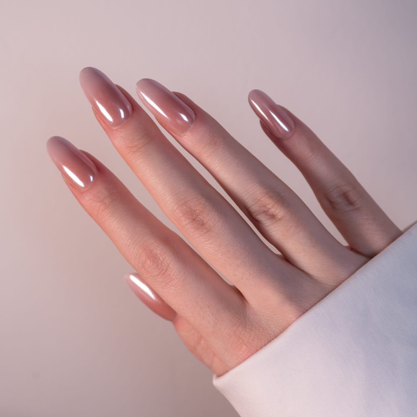 Long Almond Nude Rose Gold Chrome French Tips Long Almond Nude Rose Gold Chrome French Tips — Nails 2027 for Fat Fingers