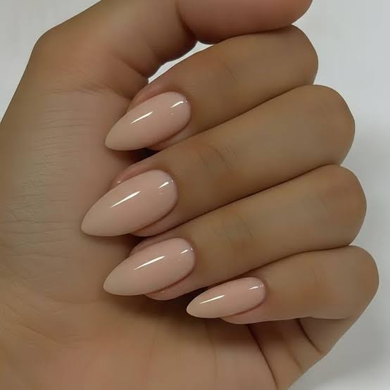 Long Almond Sheer Nude Pink High Gloss Long Almond Sheer Nude Pink High Gloss — Nails 2027 for Fat Fingers