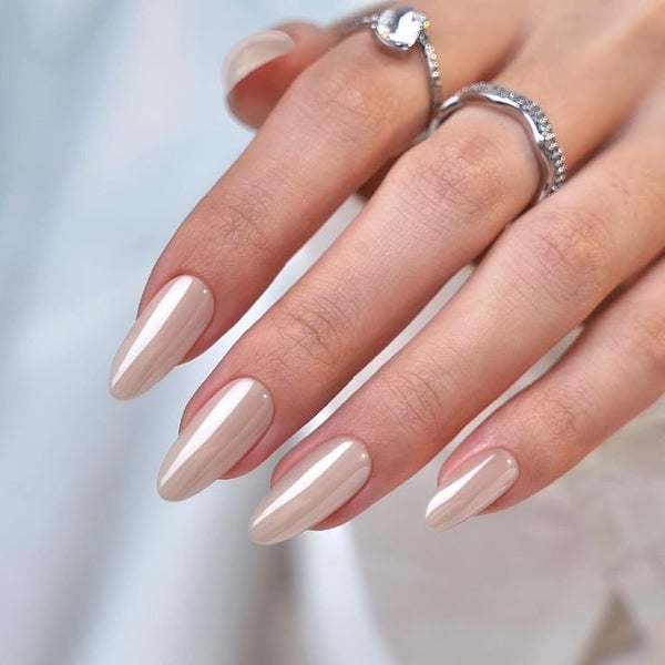 Long Almond Light Beige High Gloss Long Almond Light Beige High Gloss — Nails 2027 for Fat Fingers
