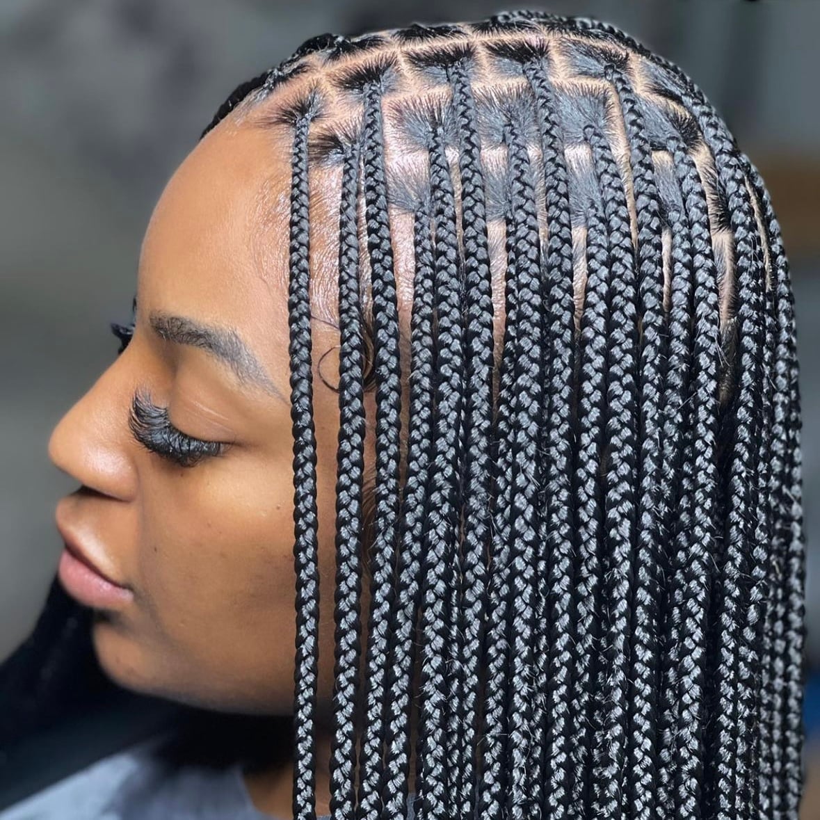 Shoulder-Length Box Braids With Square Parts Shoulder-Length Box Braids With Square Parts — Natural Braided Hairstyles 2027