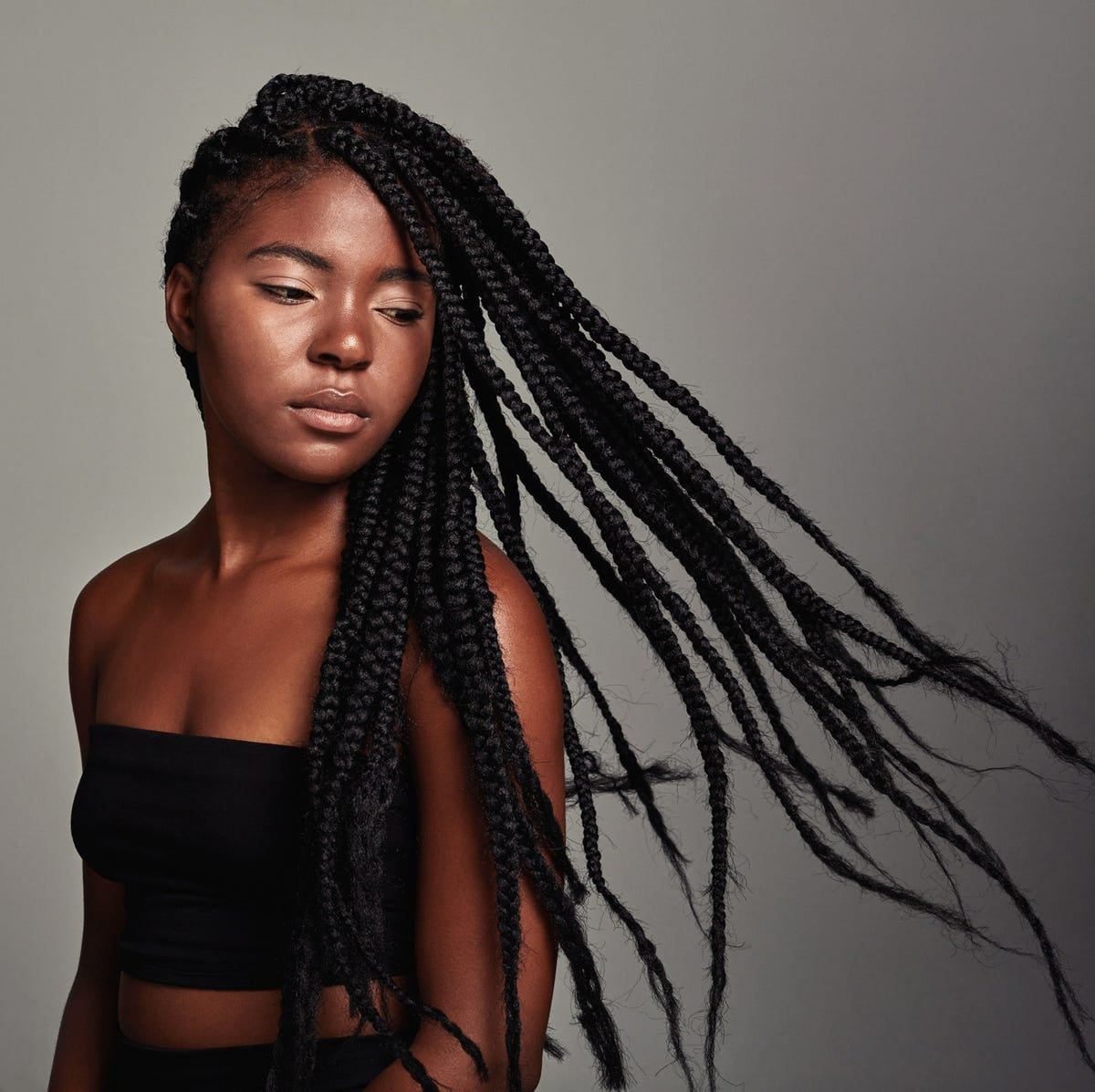 Long Black Box Braids With Wavy Ends Long Black Box Braids With Wavy Ends — Natural Braided Hairstyles 2027