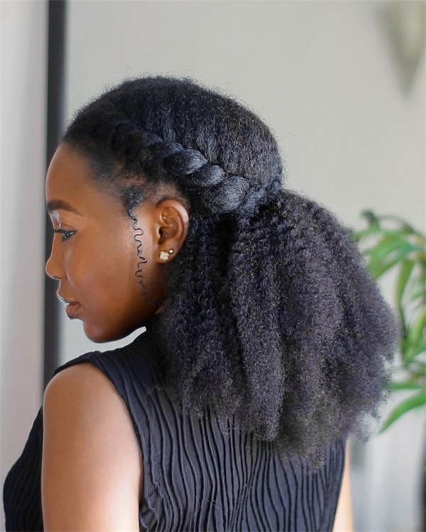 Mid-Back Ponytail With Braided Accent Mid-Back Ponytail With Braided Accent — Natural Hairstyles 2027 for 4A Hair
