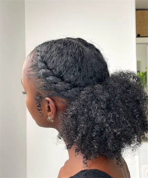 Mid-Back Braided Ponytail With Crown, Black Mid-Back Braided Ponytail With Crown, Black — Natural Hairstyles 2027 for 4A Hair