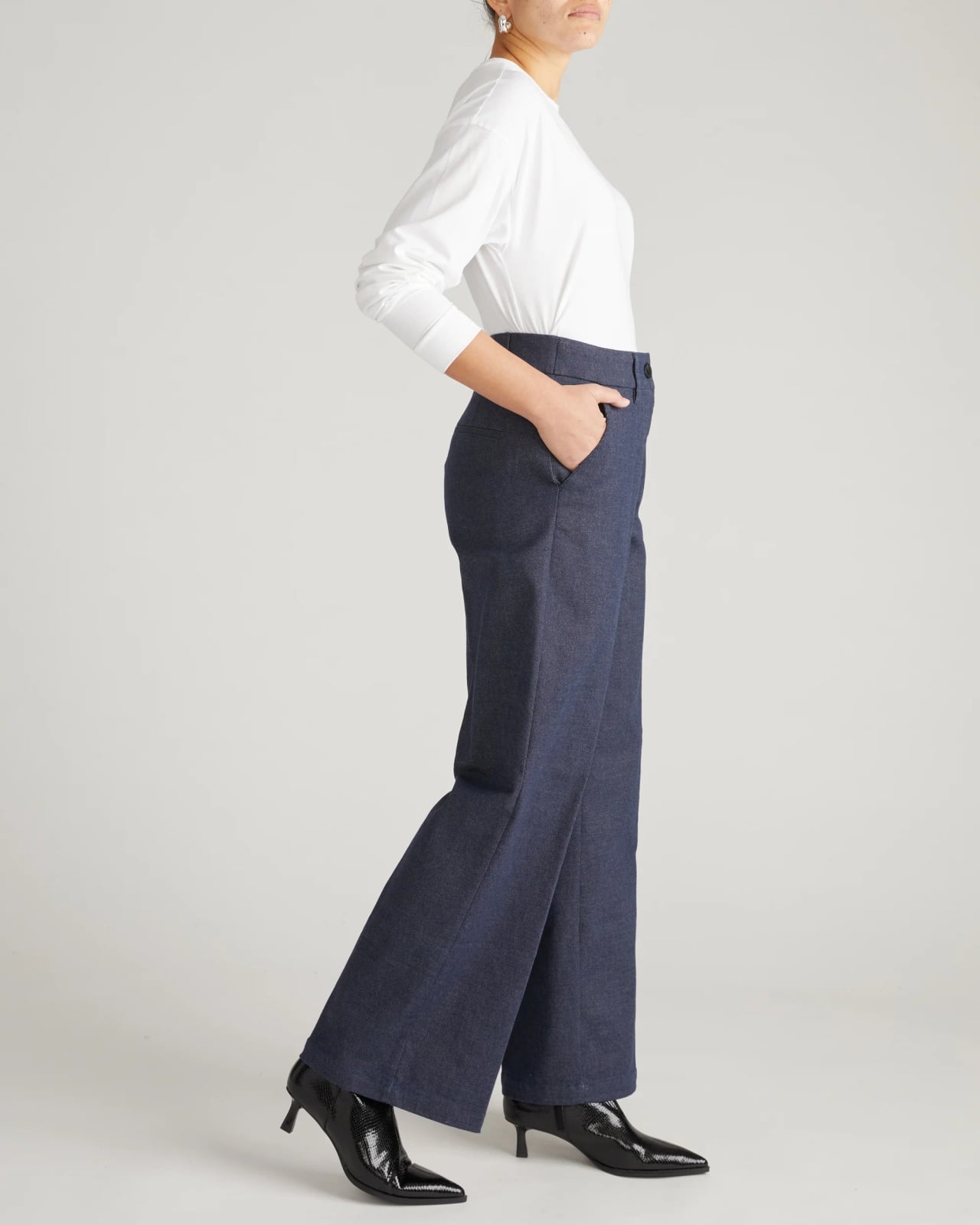 Dark Indigo Denim Look Pants — Navy Blue Straight Leg Pants Outfits 2027