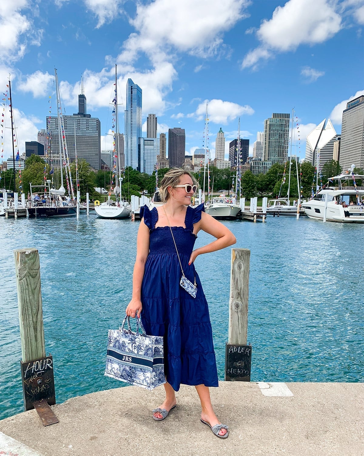 Navy tiered midi dress with smocked bodice Navy tiered midi dress with smocked bodice — Navy Blue Yacht Dress 2027