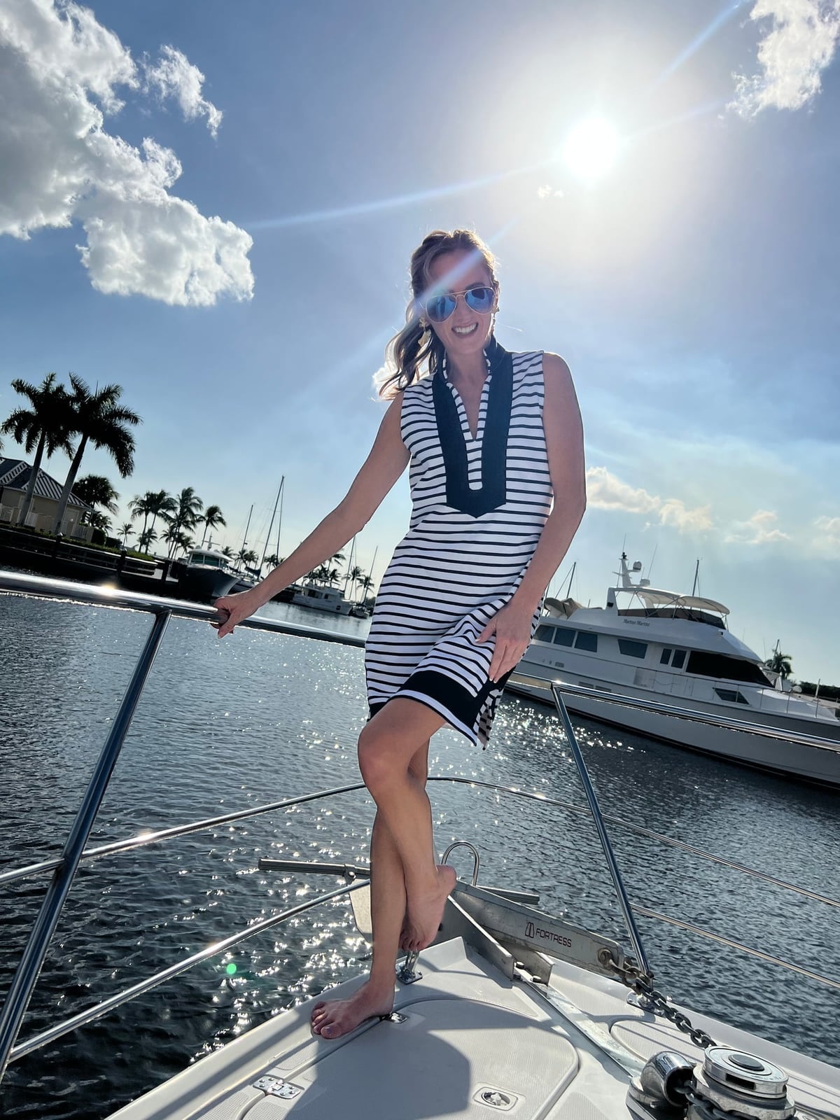 Striped sleeveless dress with collared neckline Striped sleeveless dress with collared neckline — Navy Blue Yacht Dress 2027