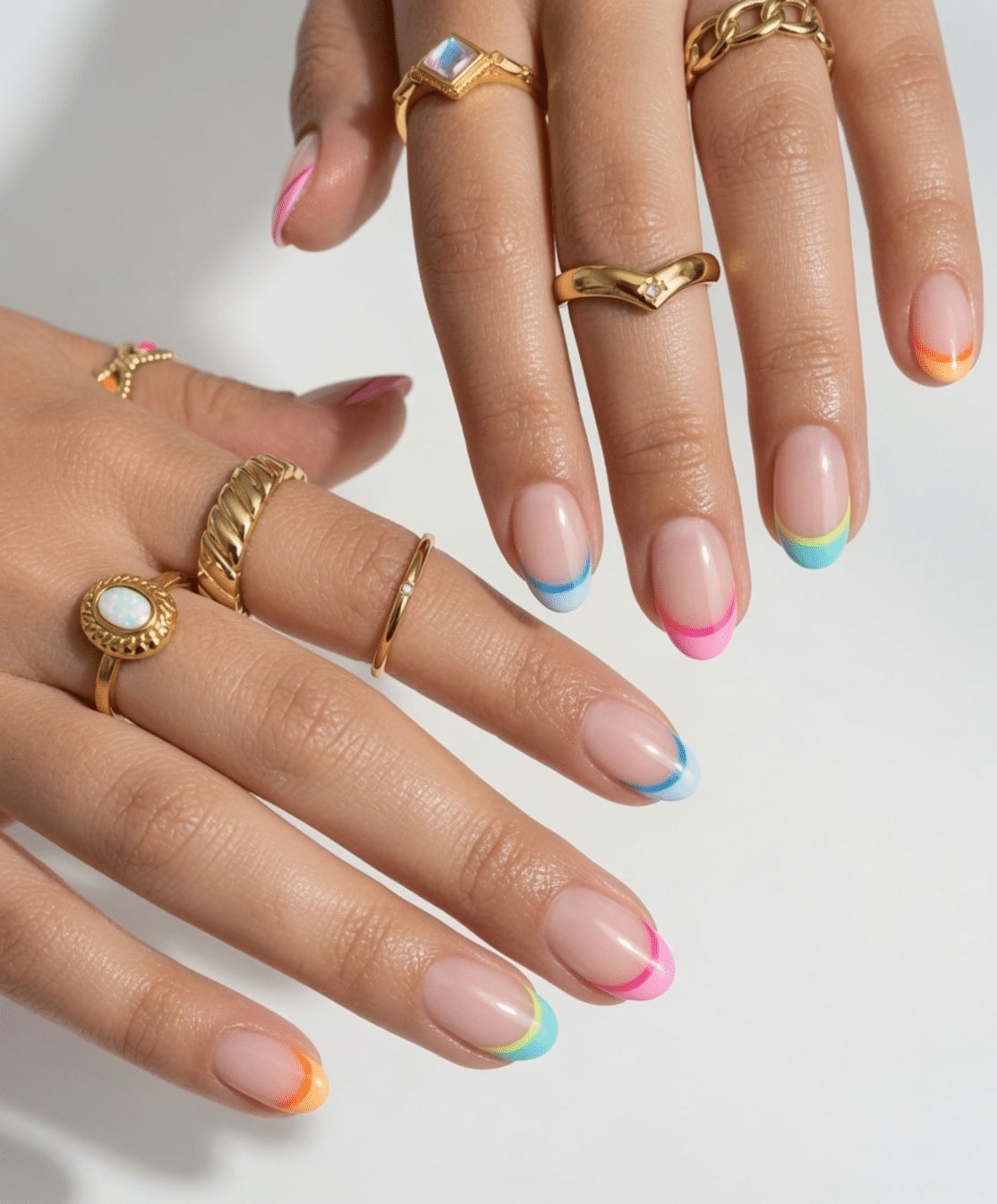 Short Almond Summer French Tips Short Almond Summer French Tips — Neon Almond Nails 2027