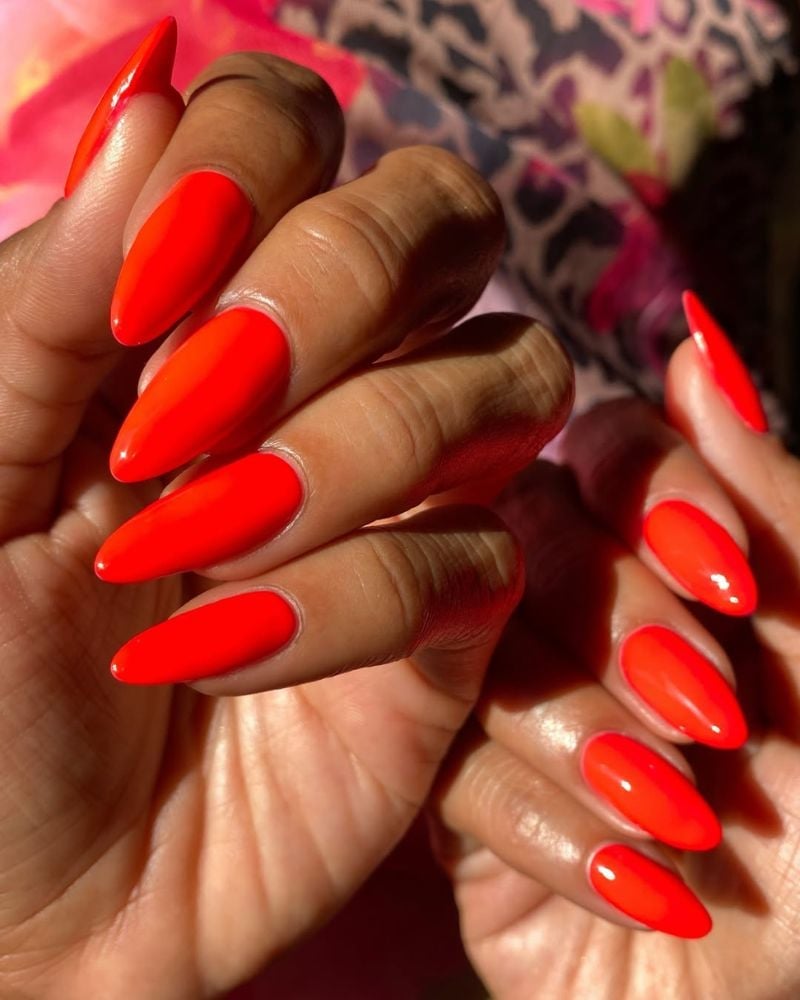 Striking Neon Orange Long Almond Nails Striking Neon Orange Long Almond Nails — Neon Almond Nails 2027