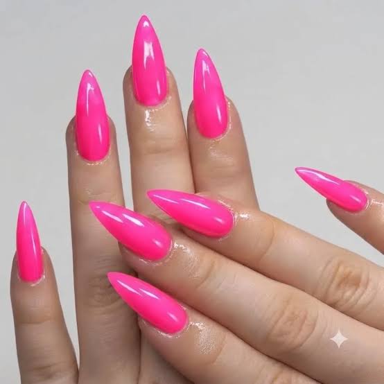 Extra Long Stiletto Neon Pink Nails Extra Long Stiletto Neon Pink Nails — Neon Pink Nails 2027