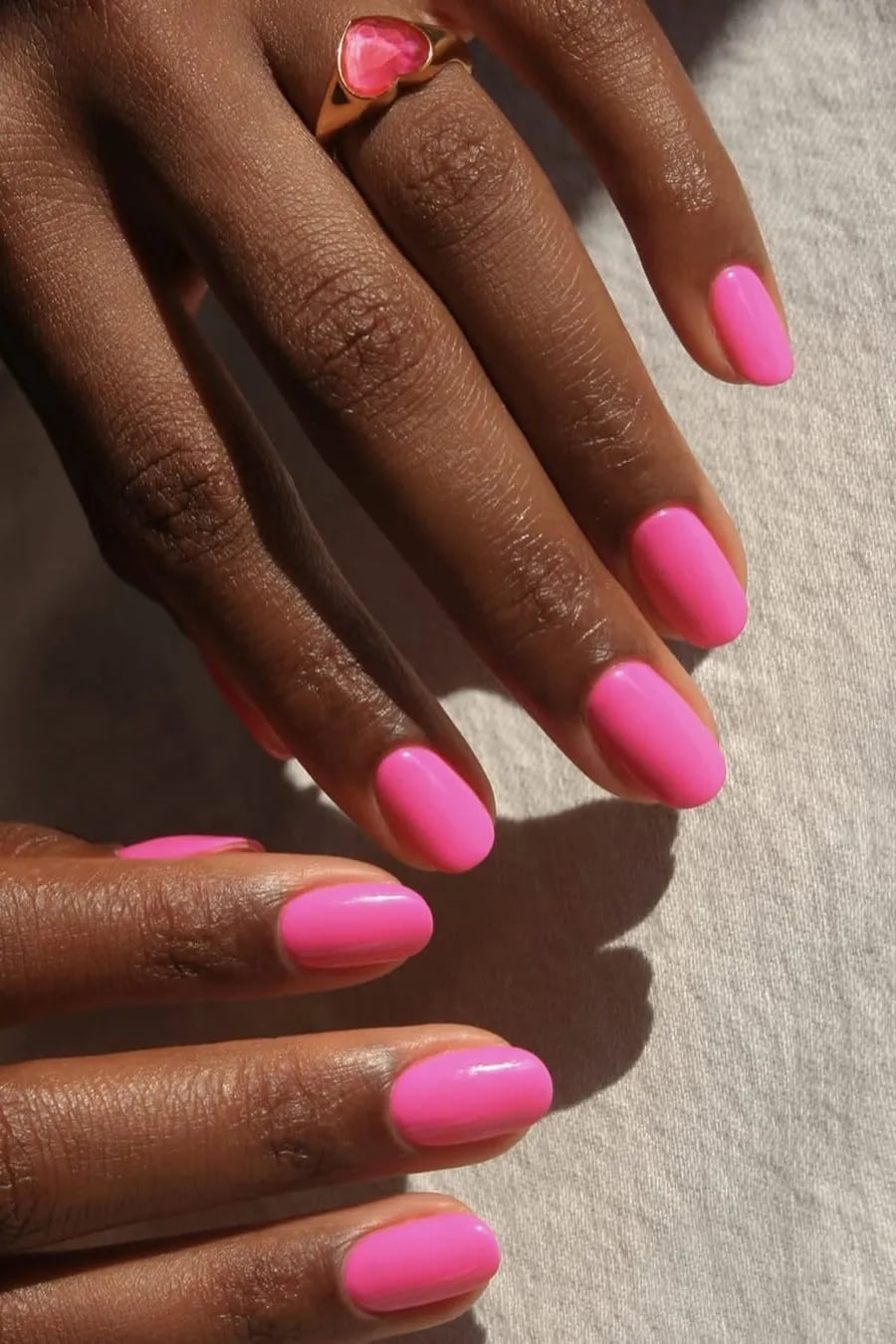 Medium Oval Vibrant Hot Pink Nails, Glossy Medium Oval Vibrant Hot Pink Nails, Glossy — Neon Pink Nails 2027
