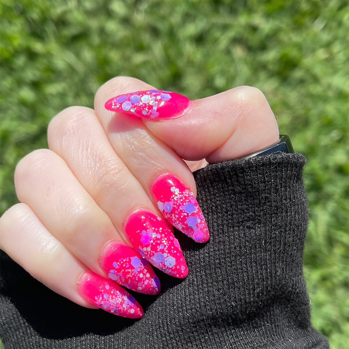 Long Stiletto Neon Pink Glitter Nails Long Stiletto Neon Pink Glitter Nails — Neon Pink Nails 2027