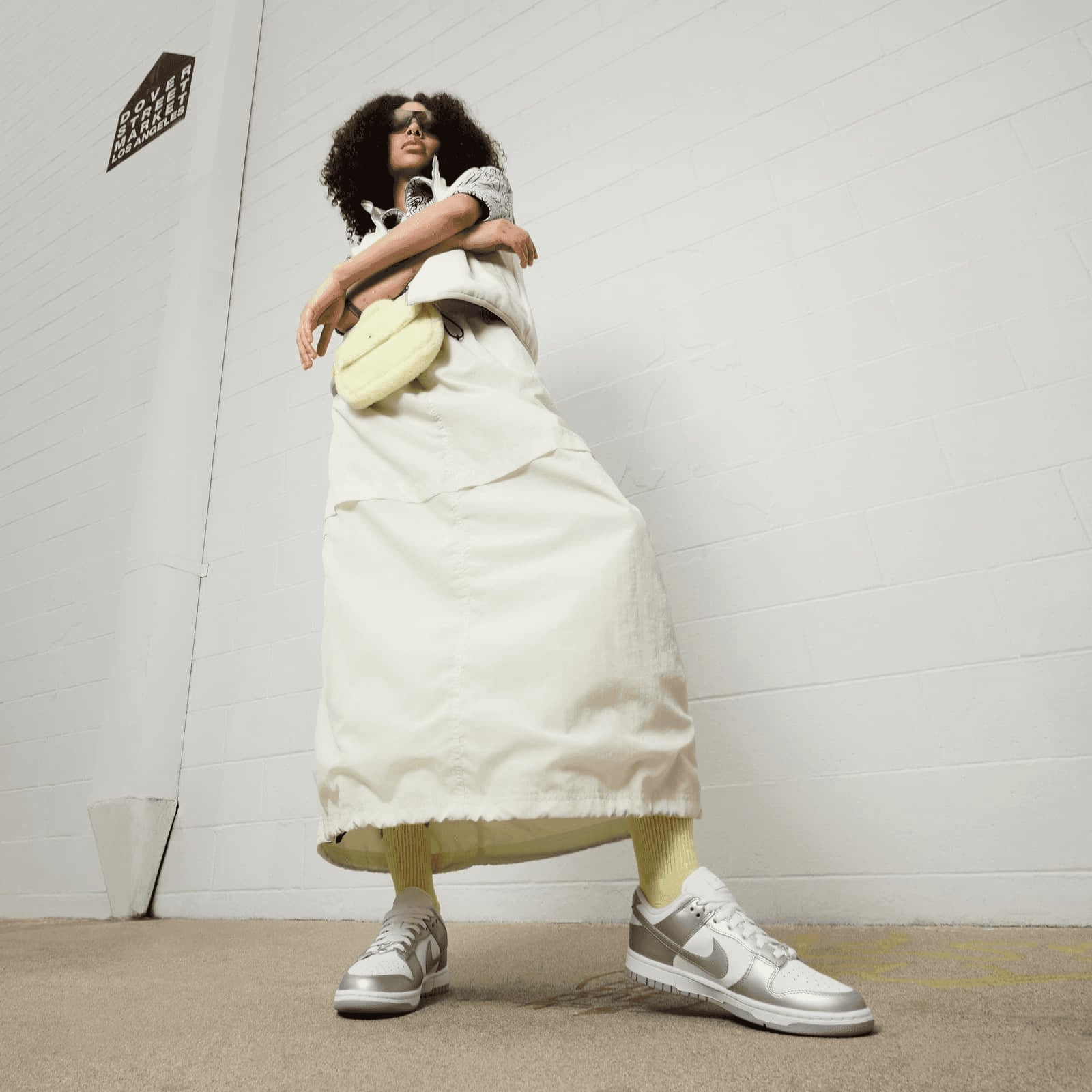 White and Silver Dunks with an Oversized Dress White and Silver Dunks with an Oversized Dress — Nike Dunk Outfits 2027
