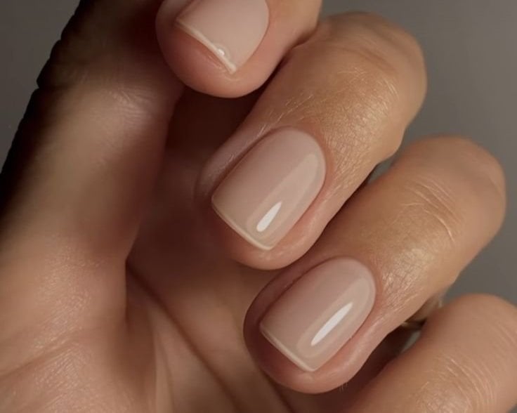 Sheer Milky Pink Nude Glossy Short Square Nails French Tip Sheer Milky Pink Nude Glossy Short Square Nails French Tip — Nude Nails 2027 for Short Nail Beds