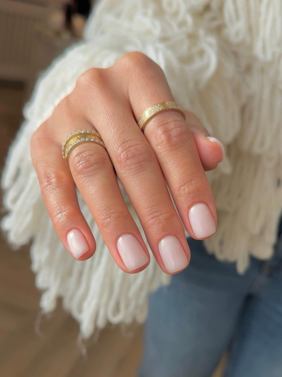 Pale Pink Nude Glossy Short Square Nails with Perfect Cuticles Pale Pink Nude Glossy Short Square Nails with Perfect Cuticles — Nude Nails 2027 for Short Nail Beds