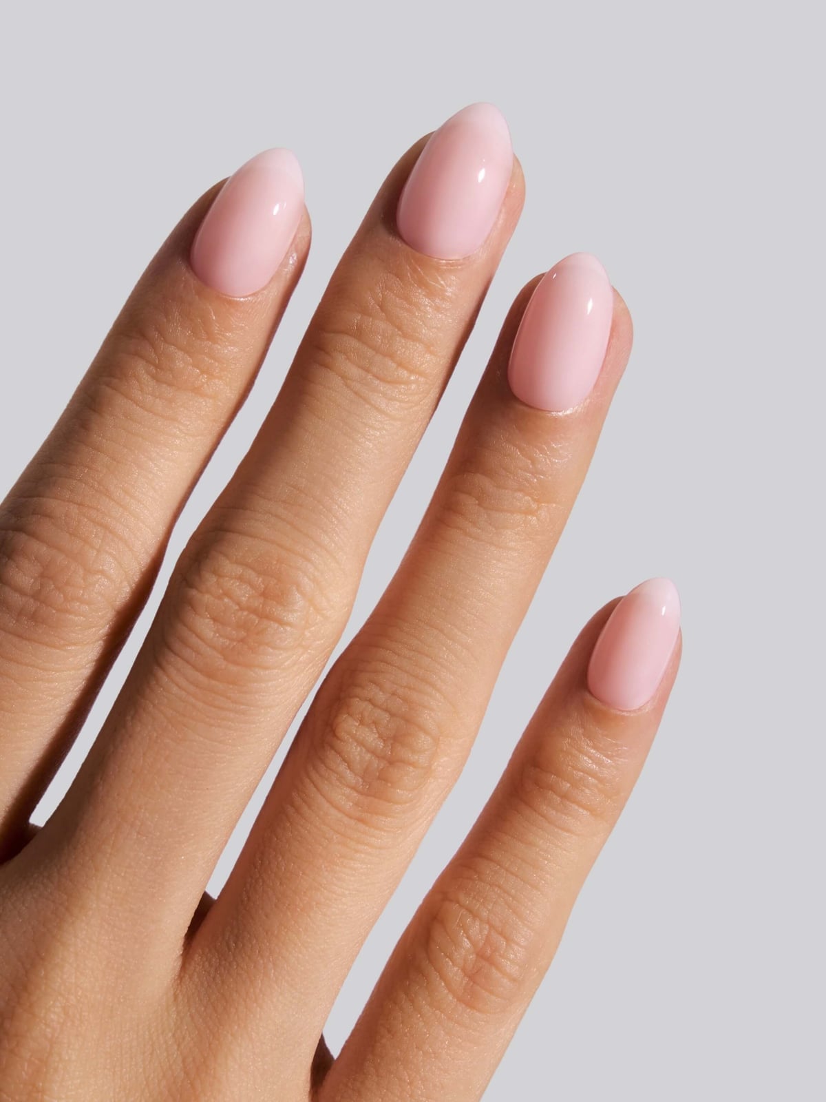 Sheer Milky Pale Pink Nude Glossy Extra Short Almond, Close-Up Take Sheer Milky Pale Pink Nude Glossy Extra Short Almond, Close-Up Take — Nude Nails 2027 for Short Nail Beds