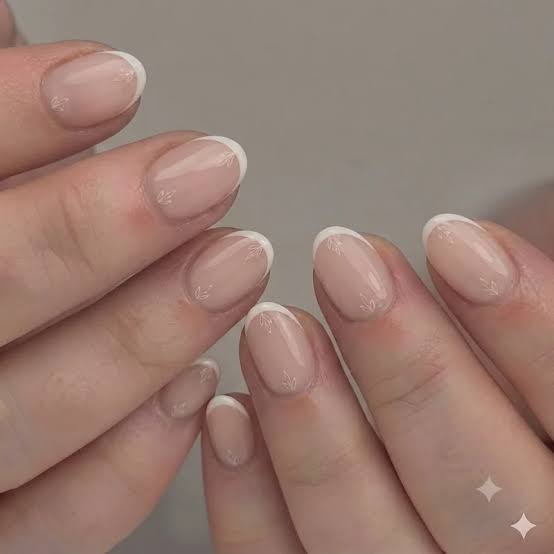 Sheer Pinky Nude Glossy Short Oval Nails Half Moon, Close-Up Take Sheer Pinky Nude Glossy Short Oval Nails Half Moon, Close-Up Take — Nude Nails 2027 for Short Nail Beds