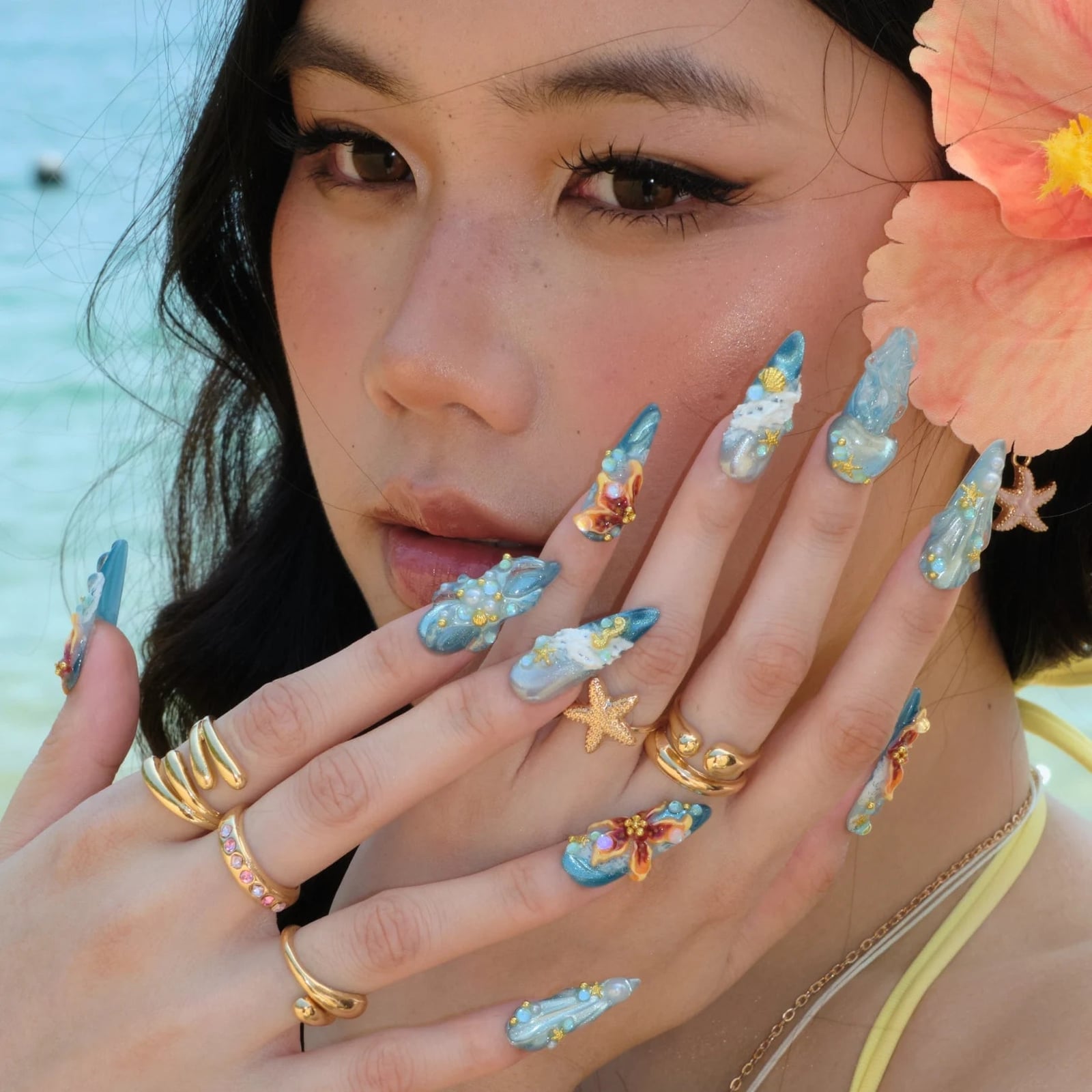Sheer Glossy Blue Gradient Medium Almond Nails Sheer Glossy Blue Gradient Medium Almond Nails — Ocean Nails 2027